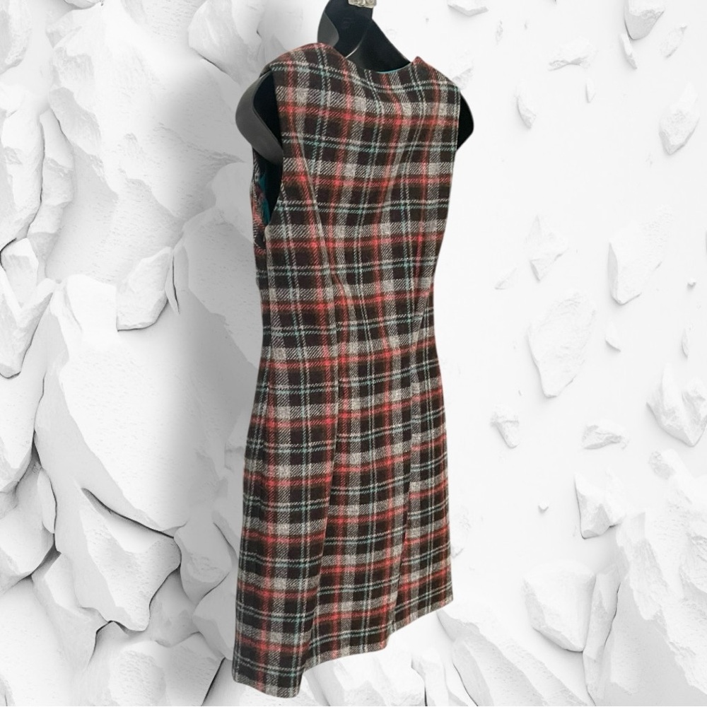 Boden British Tweed by Moon Plaid Dress Size US 6R UK 10R Brown Pink - Picture 13 of 16